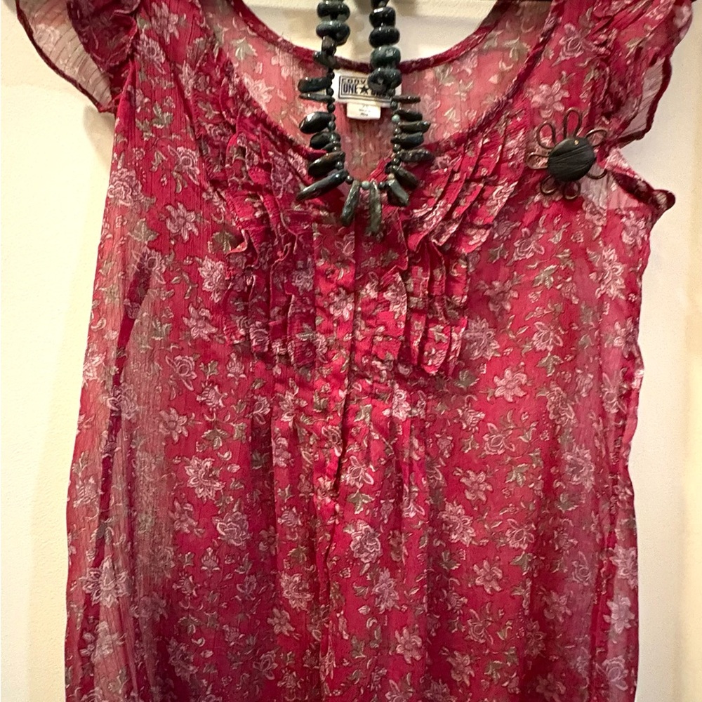 Converse Red Ruffled Blouse